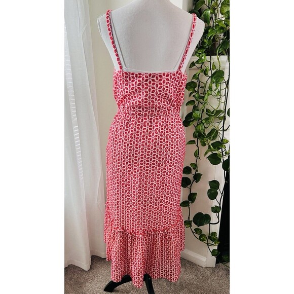 Cremieux Red & White Floral 100% Cotton Fully Lined Boho Sundress Maxi Dress Med - Picture 8 of 10